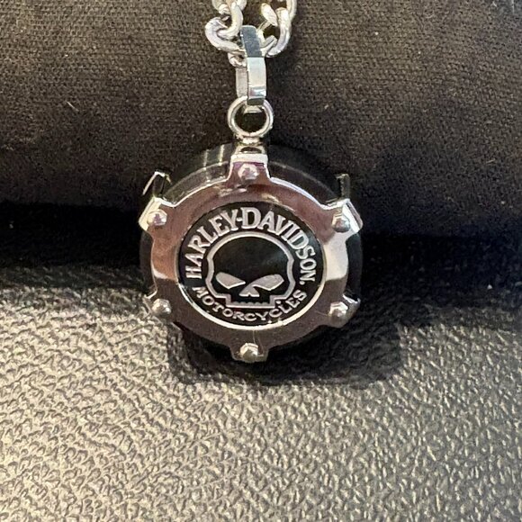 HARLEY DAVIDSON MENS STAINLESS SKULL/GEAR NECKLACE - Picture 1 of 5